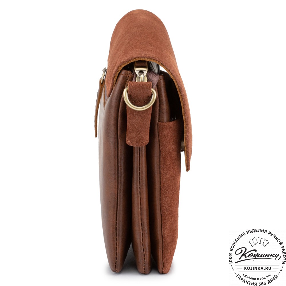 Женская сумка из кожи и замши  "Мишель мини" (коричневая)