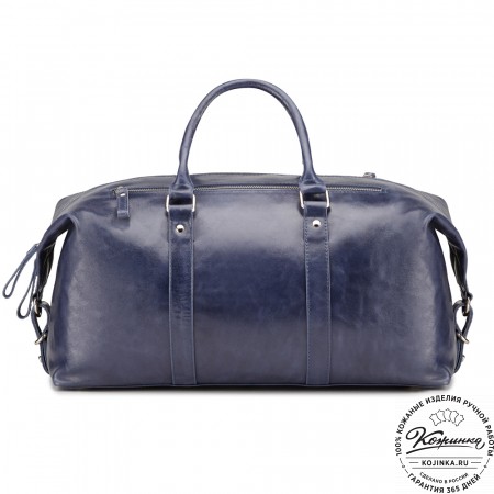 Кожаная дорожно-спортивная сумка Англия (синяя)