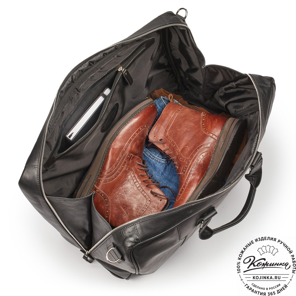 Кожаная дорожная сумка "Ирландия" (чёрная)