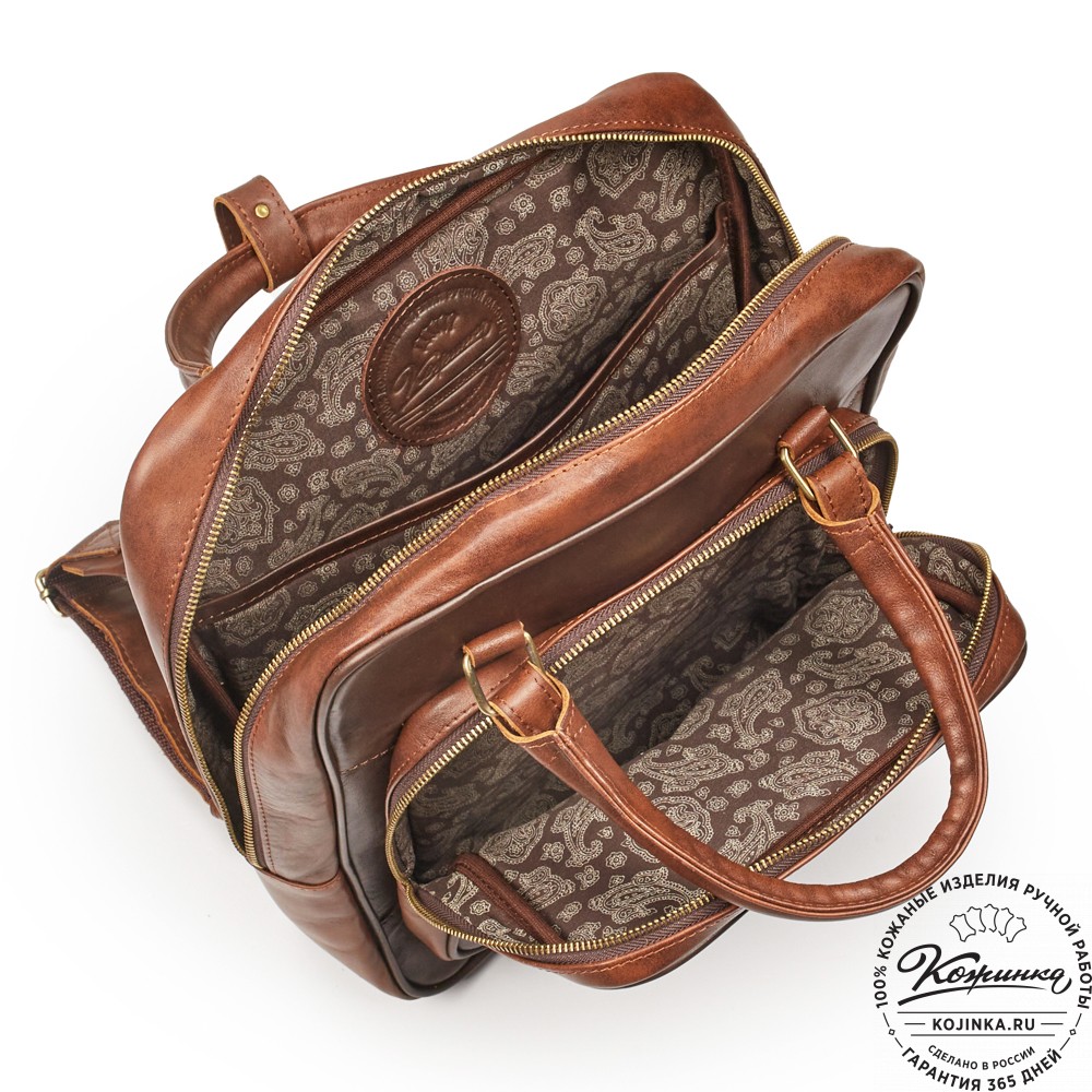 Кожаный рюкзак "Касандра" (светло-коричневый с тёмно-коричневым)