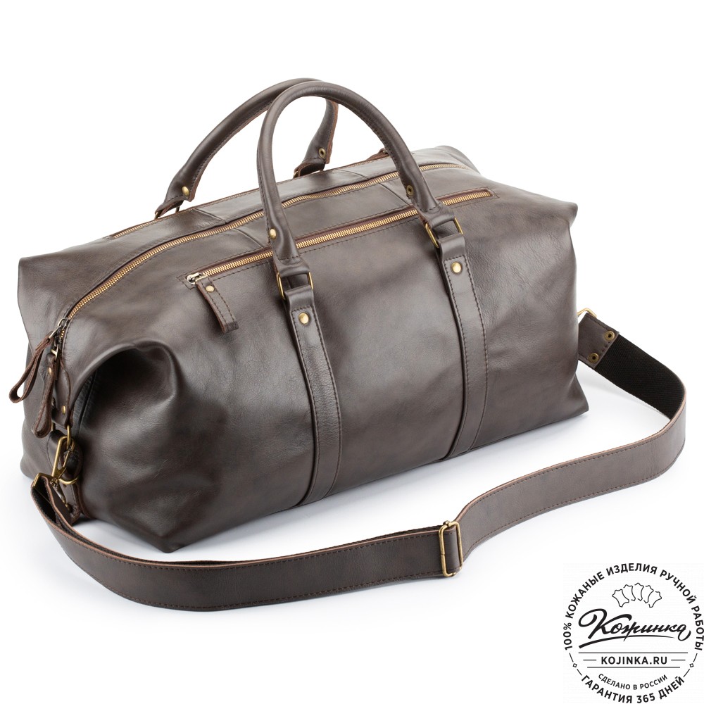 Кожаная дорожно-спортивная сумка Англия (коричневая гладкая кожа)