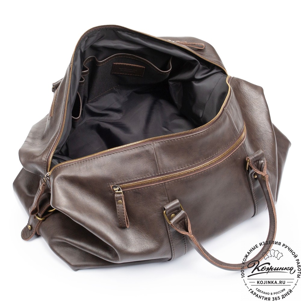 Кожаная дорожно-спортивная сумка Англия (коричневая гладкая кожа)