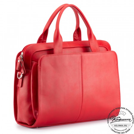 Женская кожаная сумка "Батерфляй" (красная гладкая кожа)
