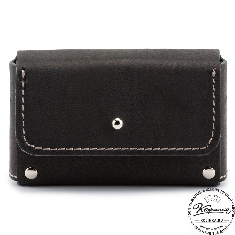 Кожаный картхолдер "Тироль" (чёрный) 
