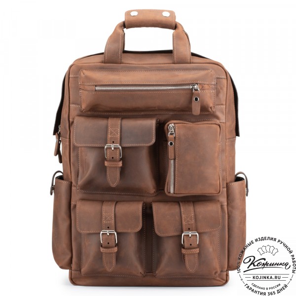 Кожаный рюкзак "Вассерман" (темно-коричневый крейзи). фото 1