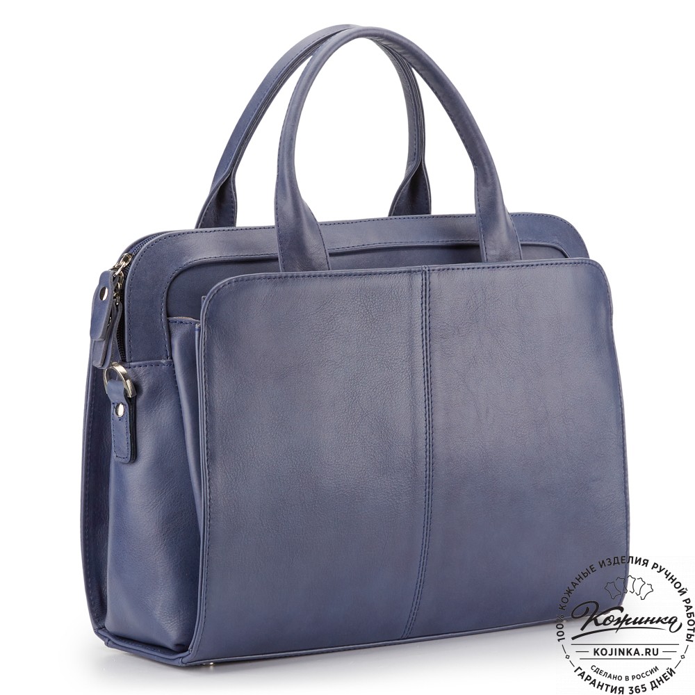 Женская кожаная сумка "Батерфляй" (синяя гладкая кожа)