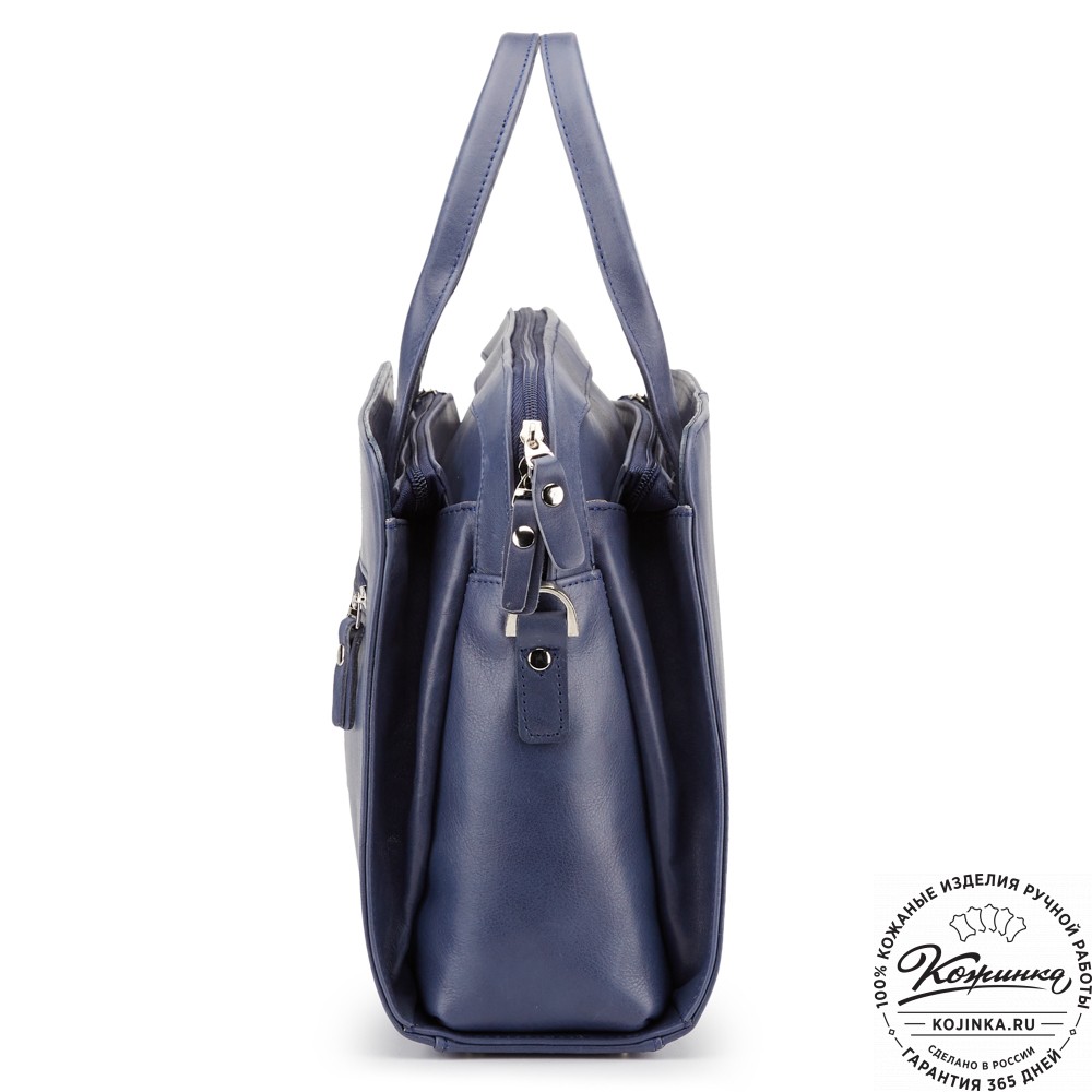 Женская кожаная сумка "Батерфляй" (синяя гладкая кожа)