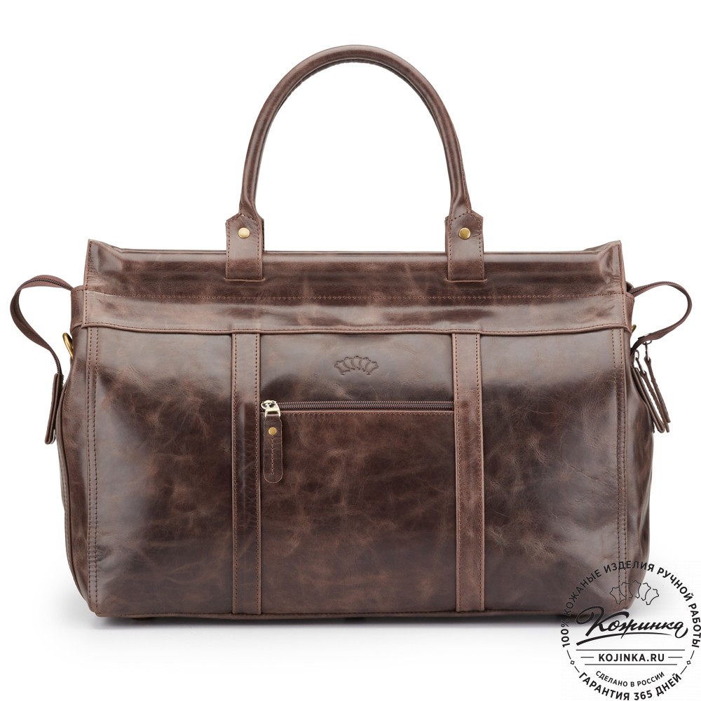Кожаный городской саквояж "Фостер" (тёмно-коричневый антик)