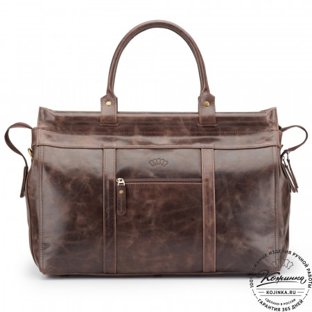 Кожаный городской саквояж "Фостер" (тёмно-коричневый антик)