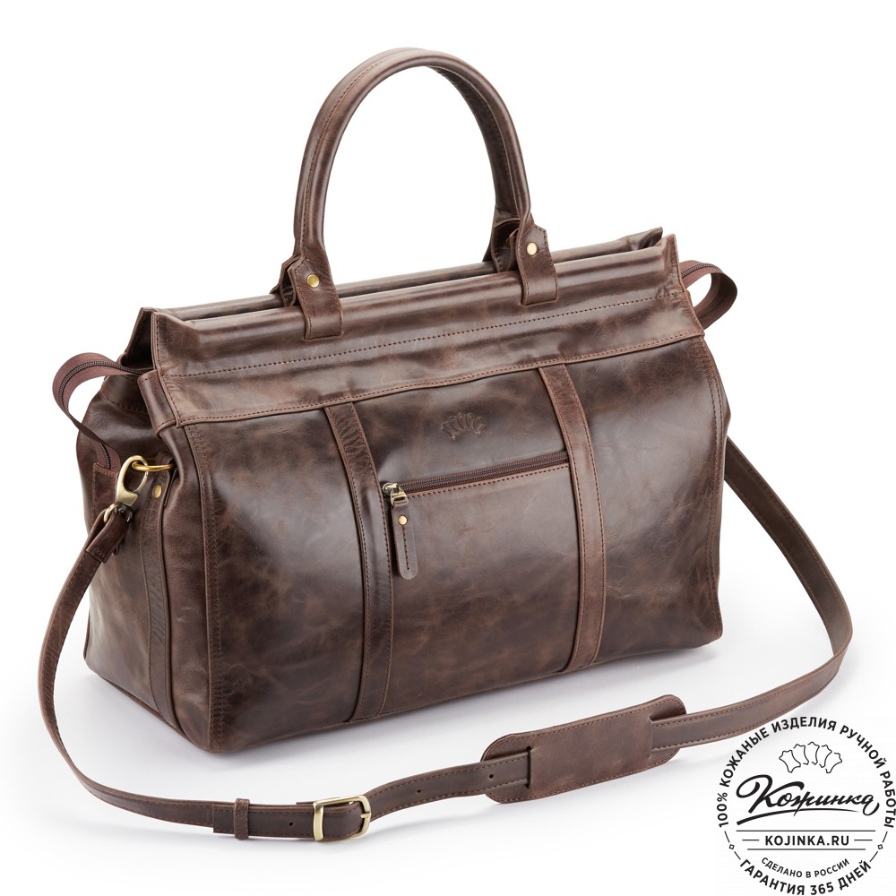 Кожаный городской саквояж "Фостер" (тёмно-коричневый антик)
