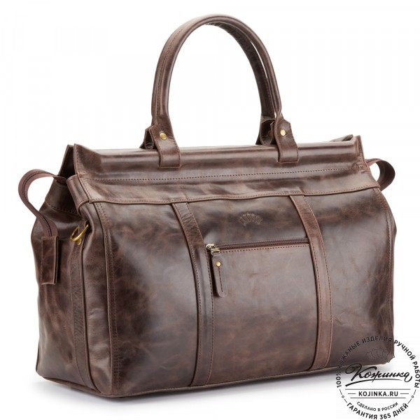 Кожаный городской саквояж "Фостер" (тёмно-коричневый антик). фото 1