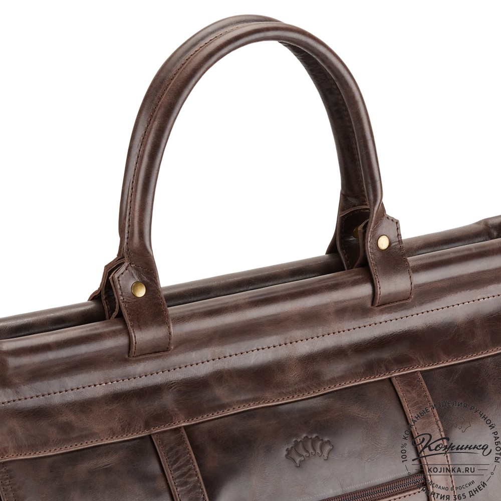 Кожаный городской саквояж "Фостер" (тёмно-коричневый антик)