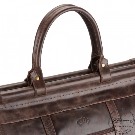 Кожаный городской саквояж "Фостер" (тёмно-коричневый антик)