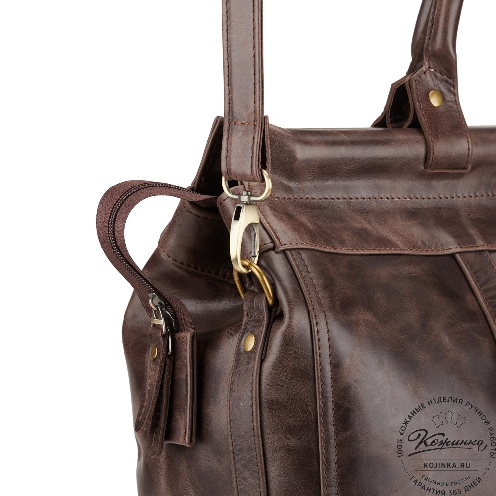 Кожаный городской саквояж "Фостер" (тёмно-коричневый антик)