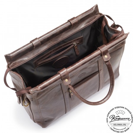 Кожаный городской саквояж "Фостер" (тёмно-коричневый антик)