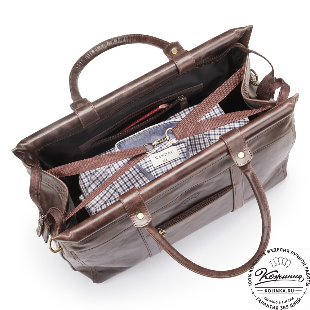 Кожаный городской саквояж "Фостер" (тёмно-коричневый антик)