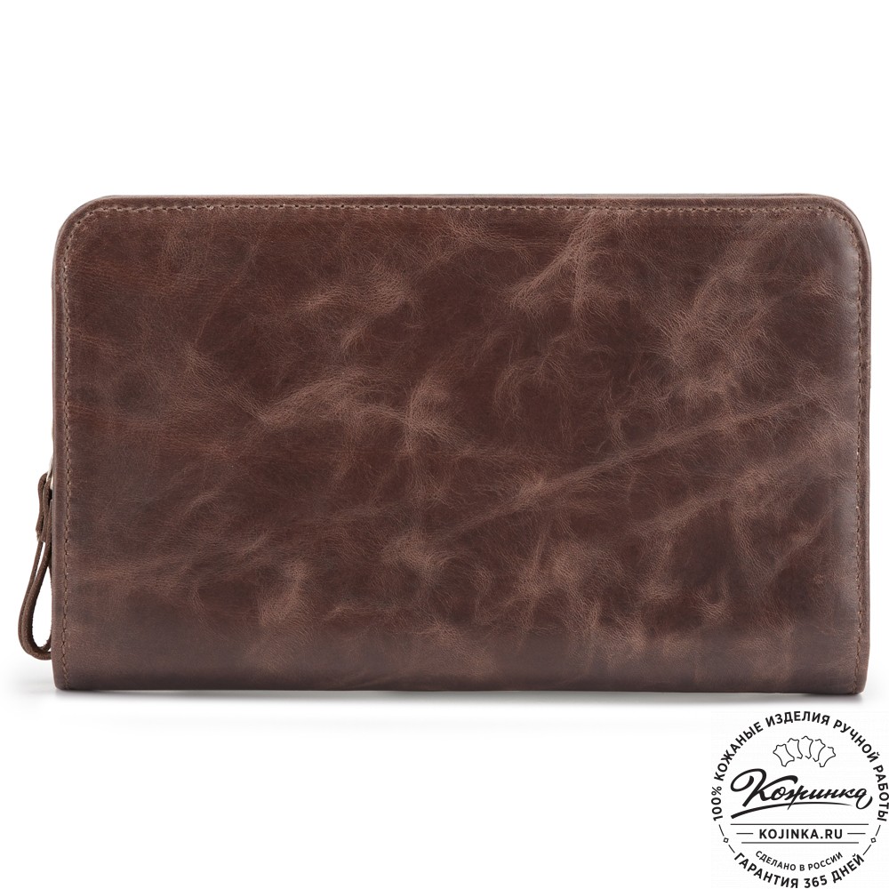 Кожаный клатч "Вилли" (тёмно-коричневый антик)