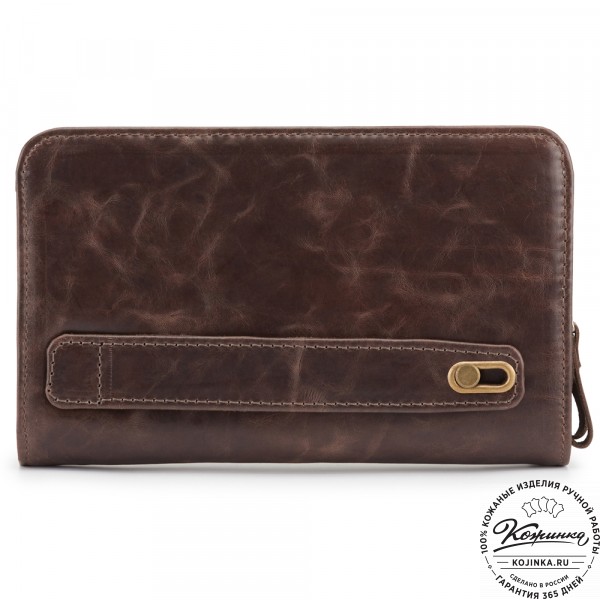 Кожаный клатч "Вилли" (тёмно-коричневый антик). фото 1