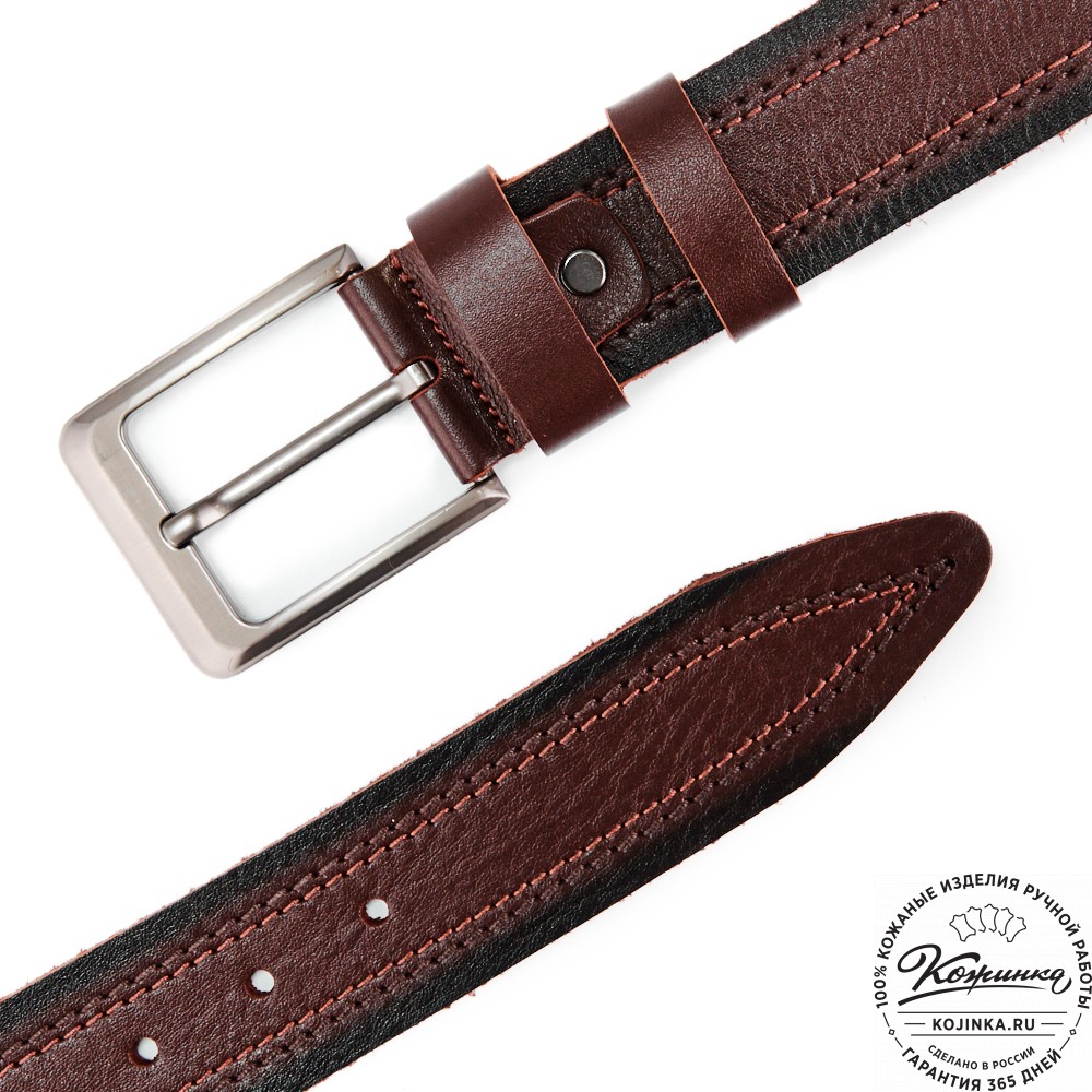 Кожаный мужской ремень "Рекрут NEW" (коньяк)