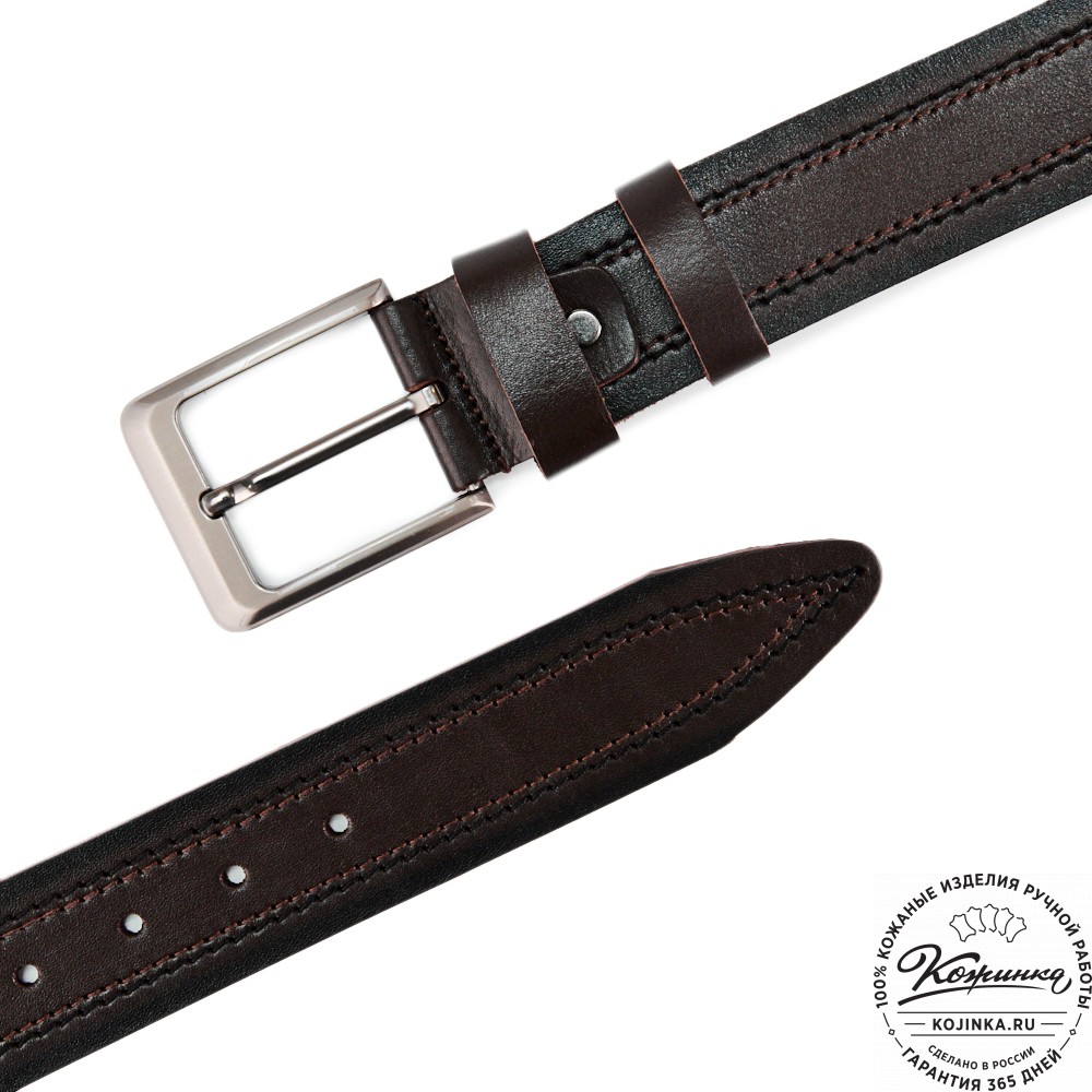 Кожаный мужской ремень "Рекрут NEW" (тёмно-коричневый)