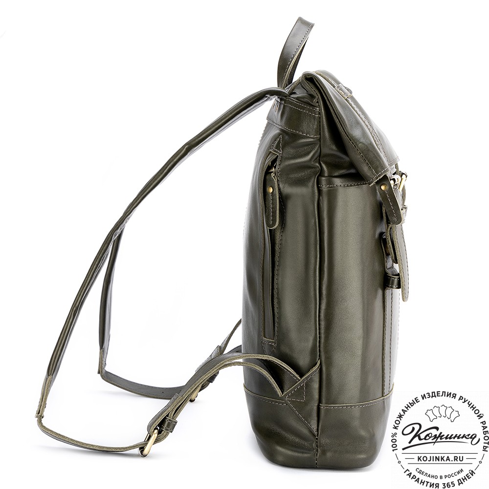 Кожаный рюкзак "Бэнжамин" (хаки гладкая кожа)