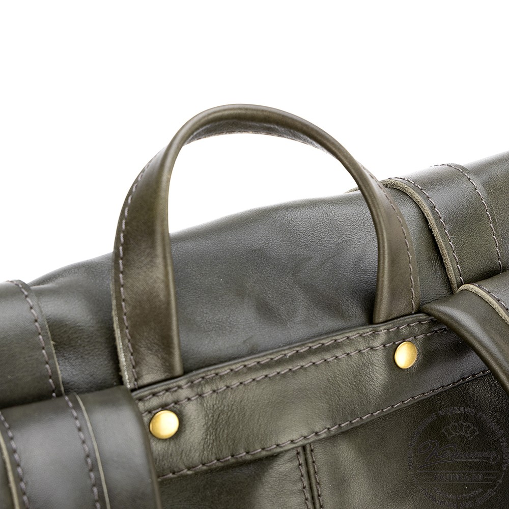 Кожаный рюкзак "Бэнжамин" (хаки гладкая кожа)