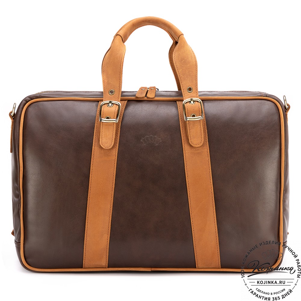 Кожаная дорожная сумка "Бристоль" (коричневая гладкая кожа)