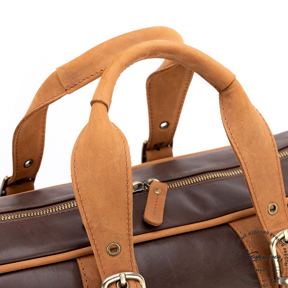 Кожаная дорожная сумка "Бристоль" (коричневая гладкая кожа)