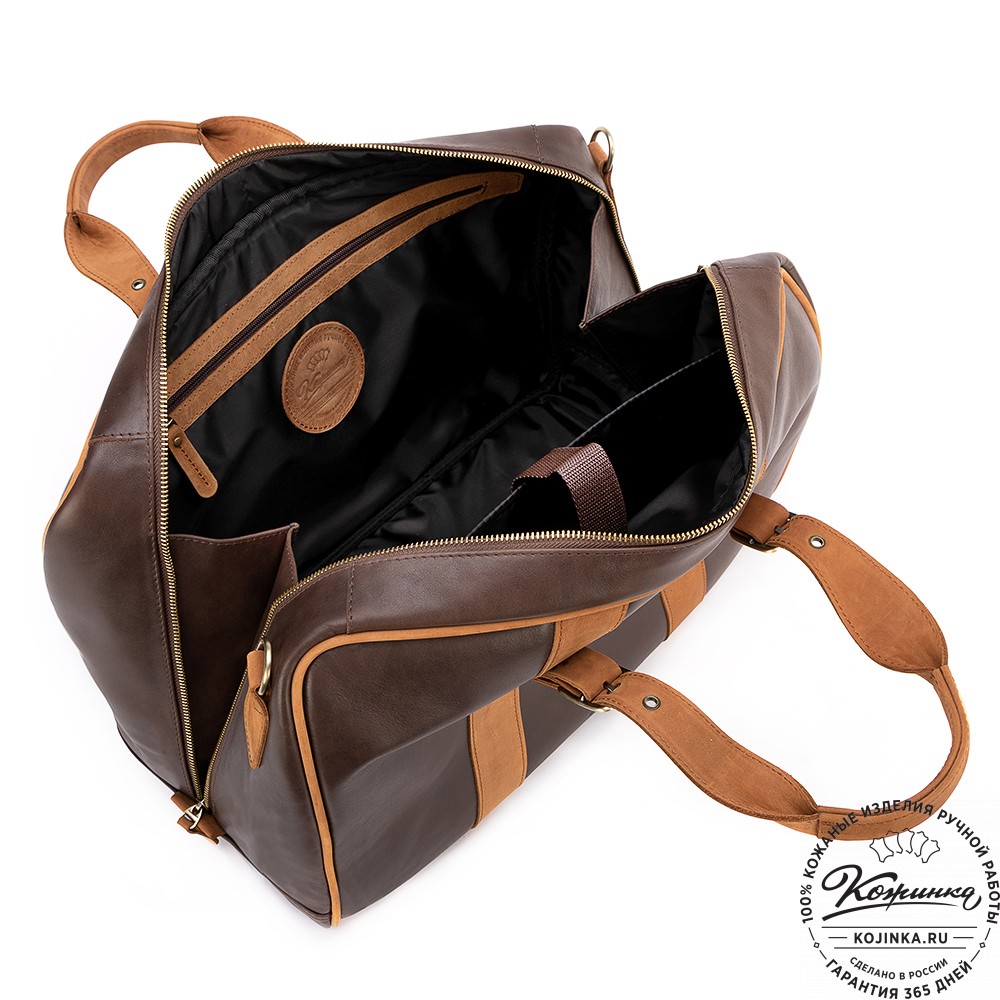 Кожаная дорожная сумка "Бристоль" (коричневая гладкая кожа)