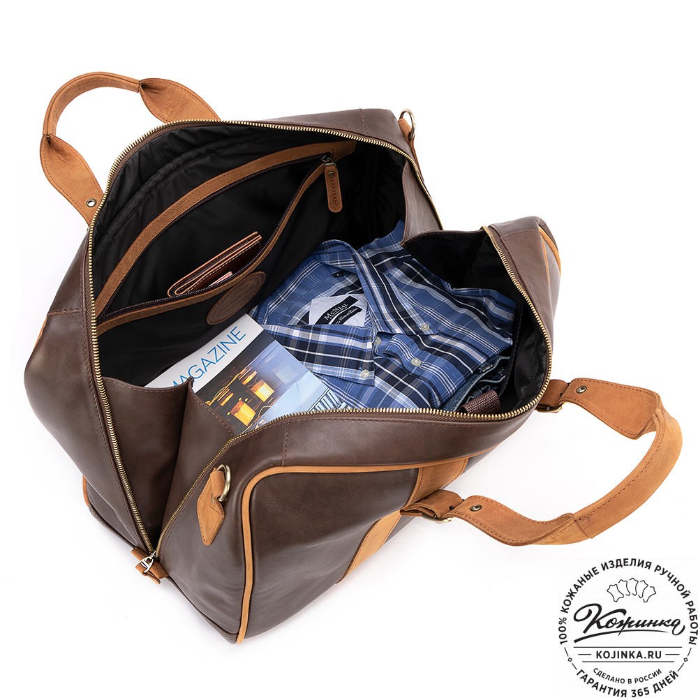 Кожаная дорожная сумка "Бристоль" (коричневая гладкая кожа)