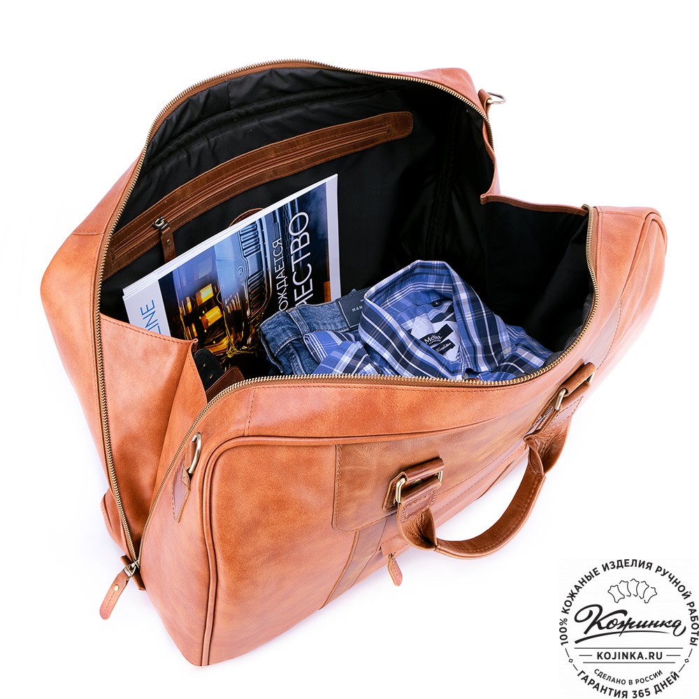 Кожаная дорожная сумка "Ирландия" (рыжая гладкая кожа)