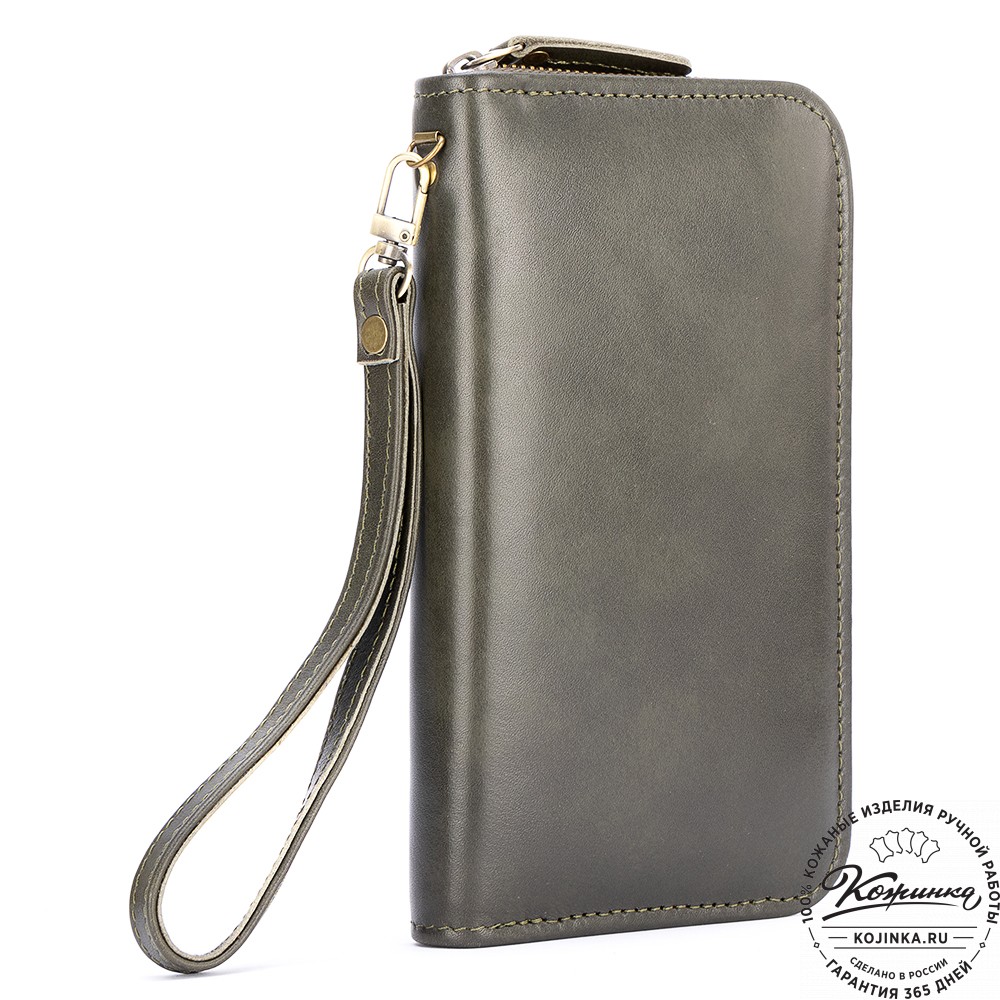 Кожаный клатч "Картер" (хаки гладкая кожа) 