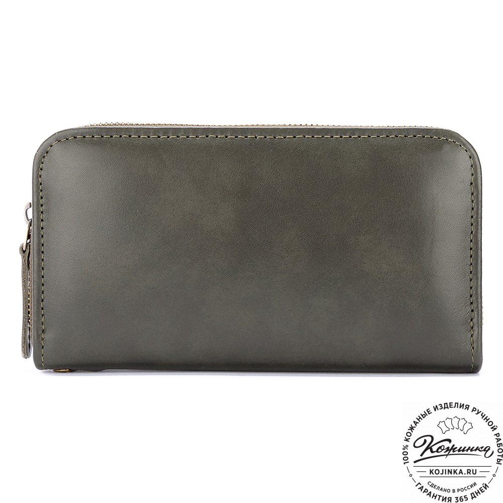 Кожаный клатч "Картер" (хаки гладкая кожа) 