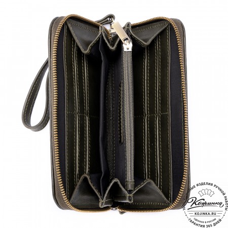 Кожаный клатч "Картер" (хаки гладкая кожа) 
