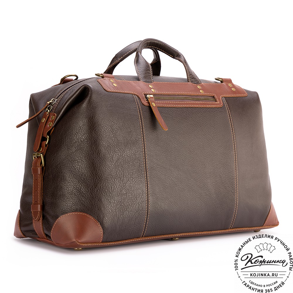 Кожаная дорожная сумка "Мегаполис" (тёмно-коричневая)
