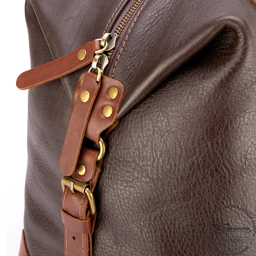 Кожаная дорожная сумка "Мегаполис" (тёмно-коричневая)