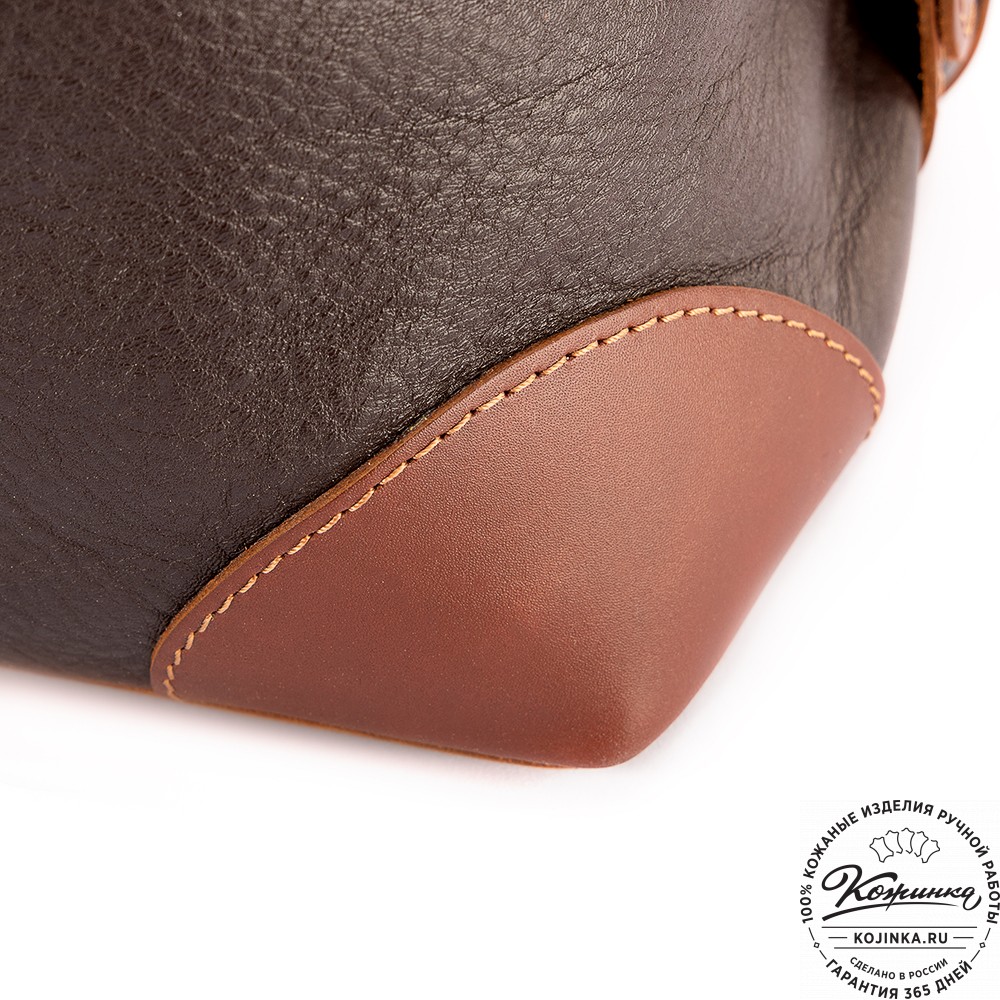 Кожаная дорожная сумка "Мегаполис" (тёмно-коричневая)
