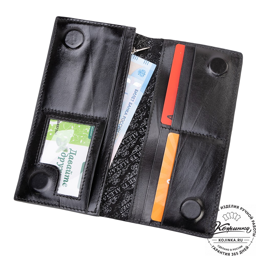 Кожаное портмоне "Монако" "Носорог Дюрера" (черное)