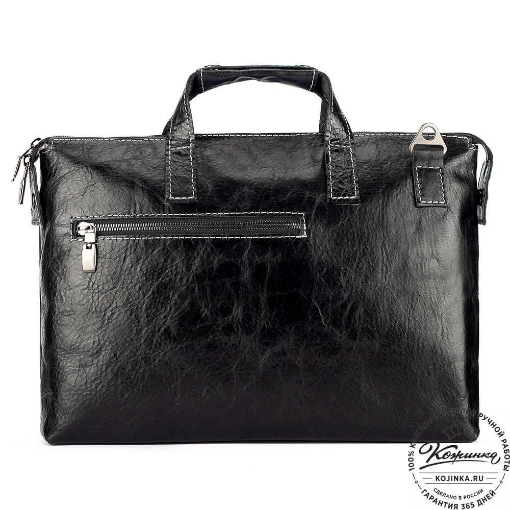 Кожаная деловая сумка "Стюарт" (глянец чёрный)