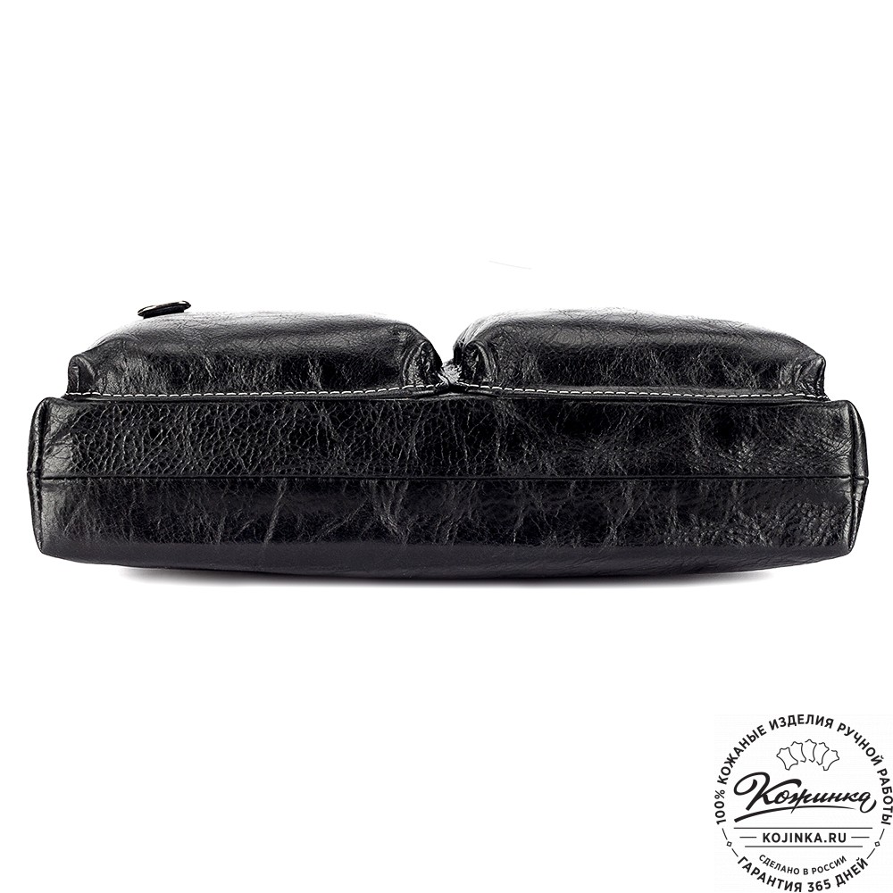 Кожаная деловая сумка "Стюарт" (глянец чёрный)