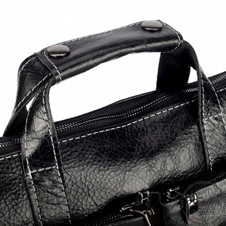 Кожаная деловая сумка "Стюарт" (глянец чёрный)