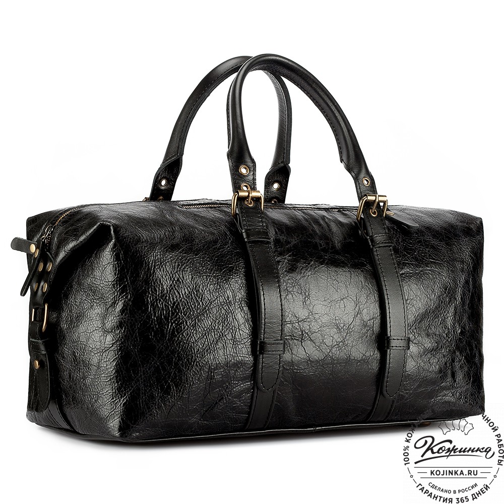 Кожаная дорожно-спортивная сумка Вашингтон (чёрная)