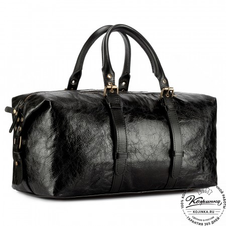 Кожаная дорожно-спортивная сумка Вашингтон (чёрная)
