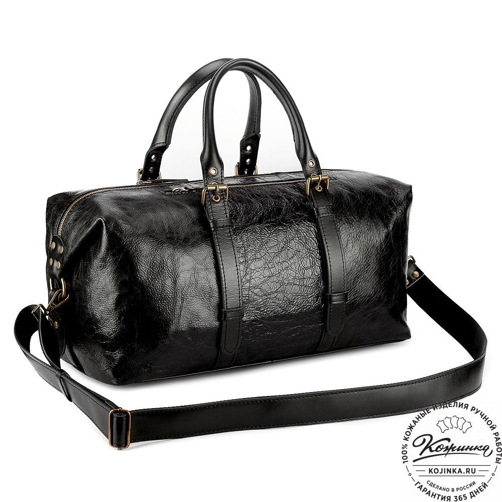 Кожаная дорожно-спортивная сумка Вашингтон (чёрная)