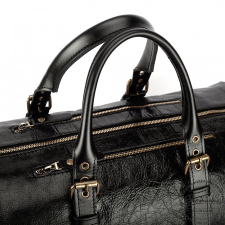 Кожаная дорожно-спортивная сумка Вашингтон (чёрная)