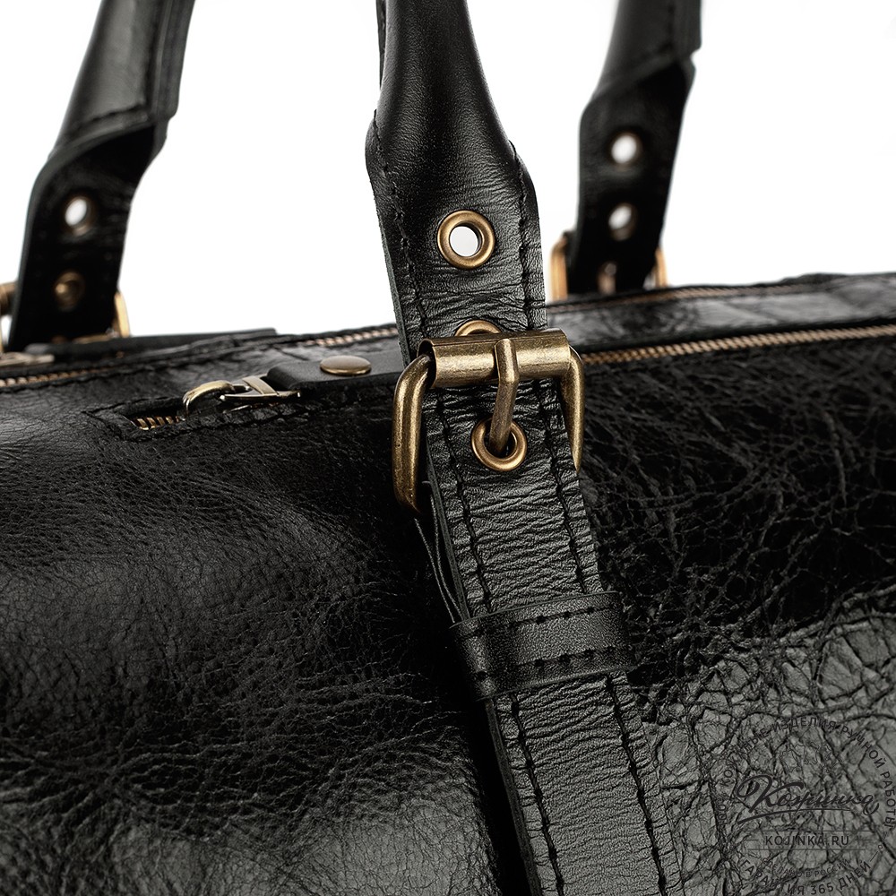 Кожаная дорожно-спортивная сумка Вашингтон (чёрная)