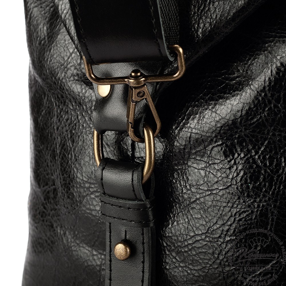 Кожаная дорожно-спортивная сумка Вашингтон (чёрная)