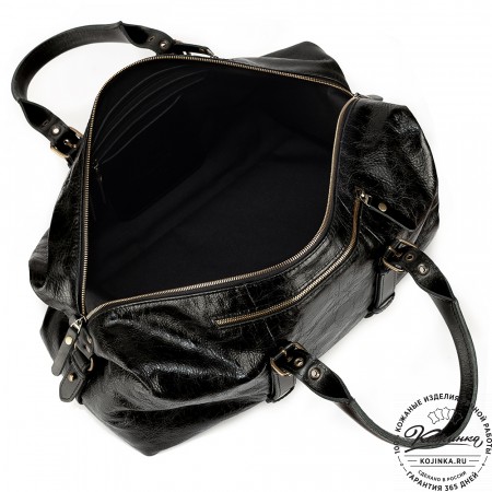 Кожаная дорожно-спортивная сумка Вашингтон (чёрная)