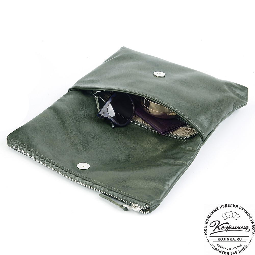 Кожаный клатч "Молли" (хаки)