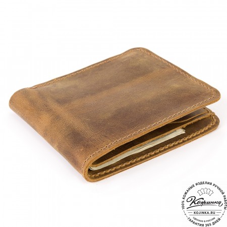 Кожаный бумажник "Рокки" (коричневый крейзи)